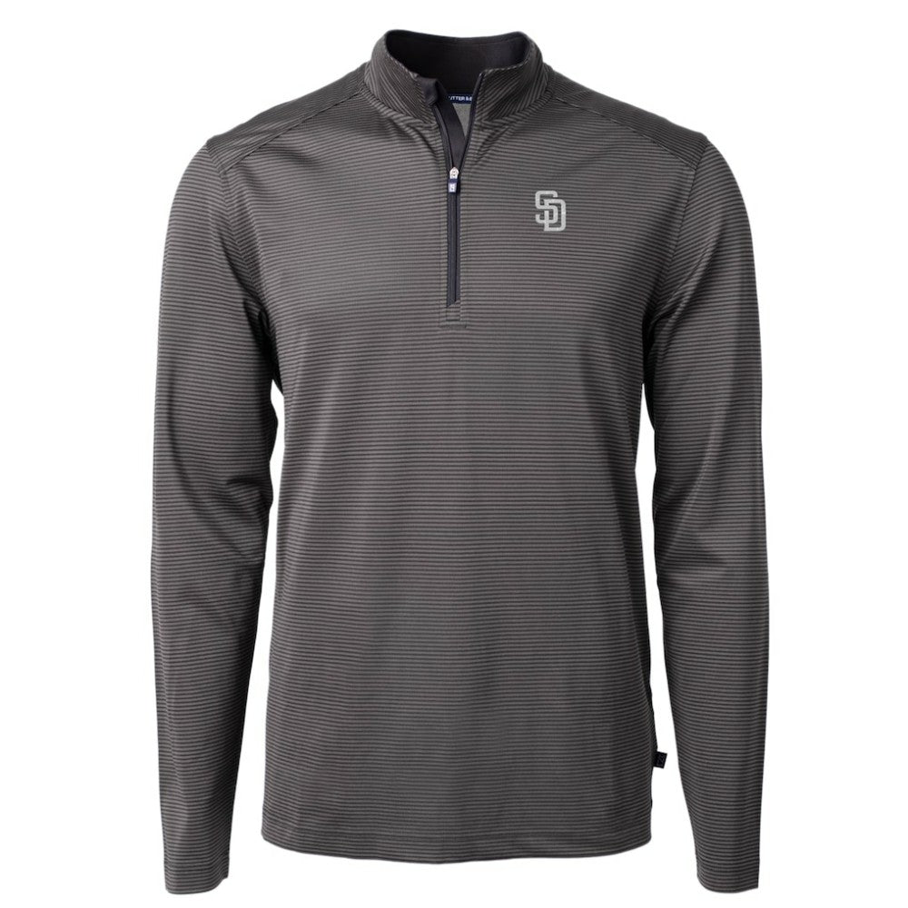 San Diego Padres Cutter & Buck Virtue Eco Pique Micro Stripe Quarter-Zip Jacket | MLB Online