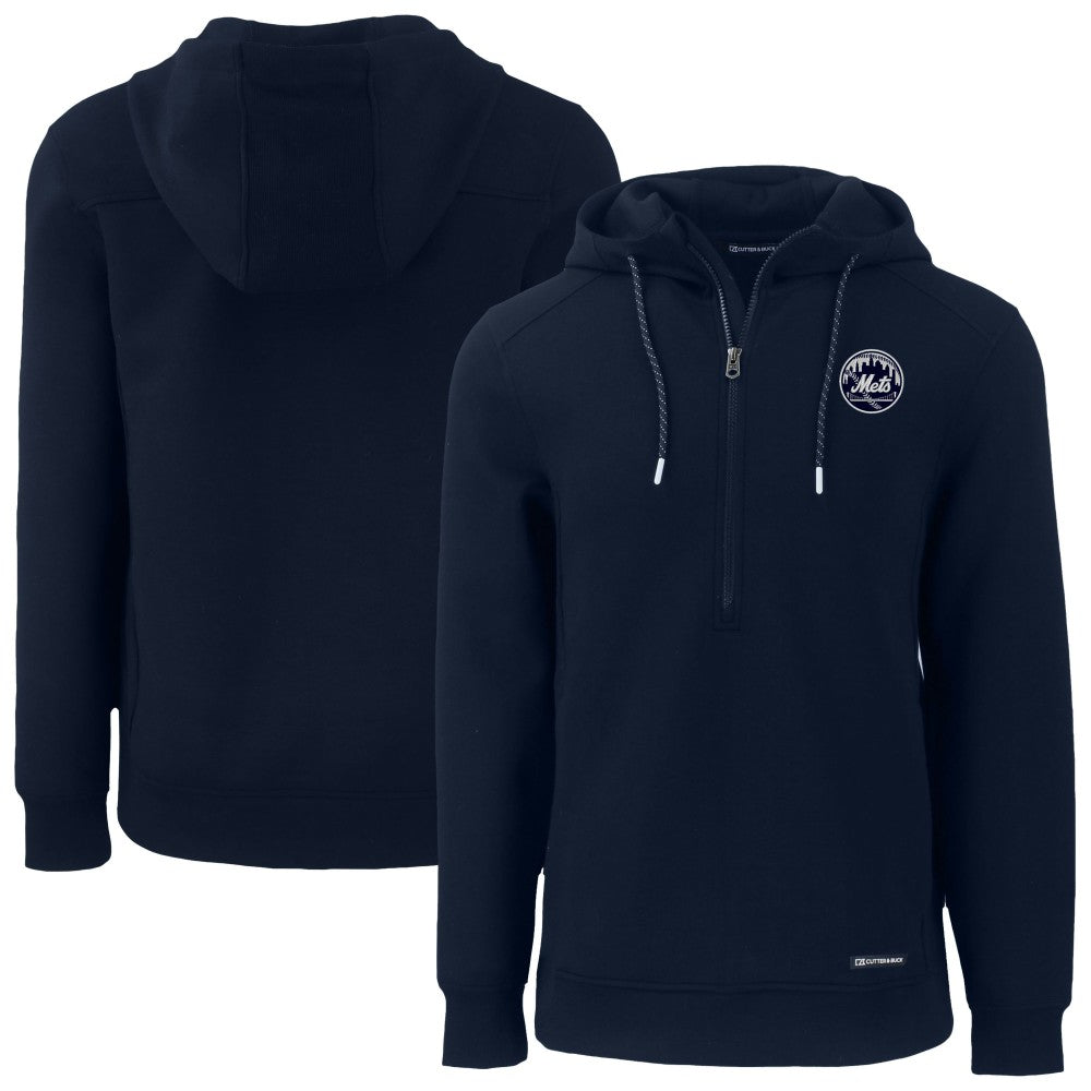 New York Mets Cutter & Buck Roam Eco Recycled Tri-Blend Half-Zip Hoodie | MLB Shop