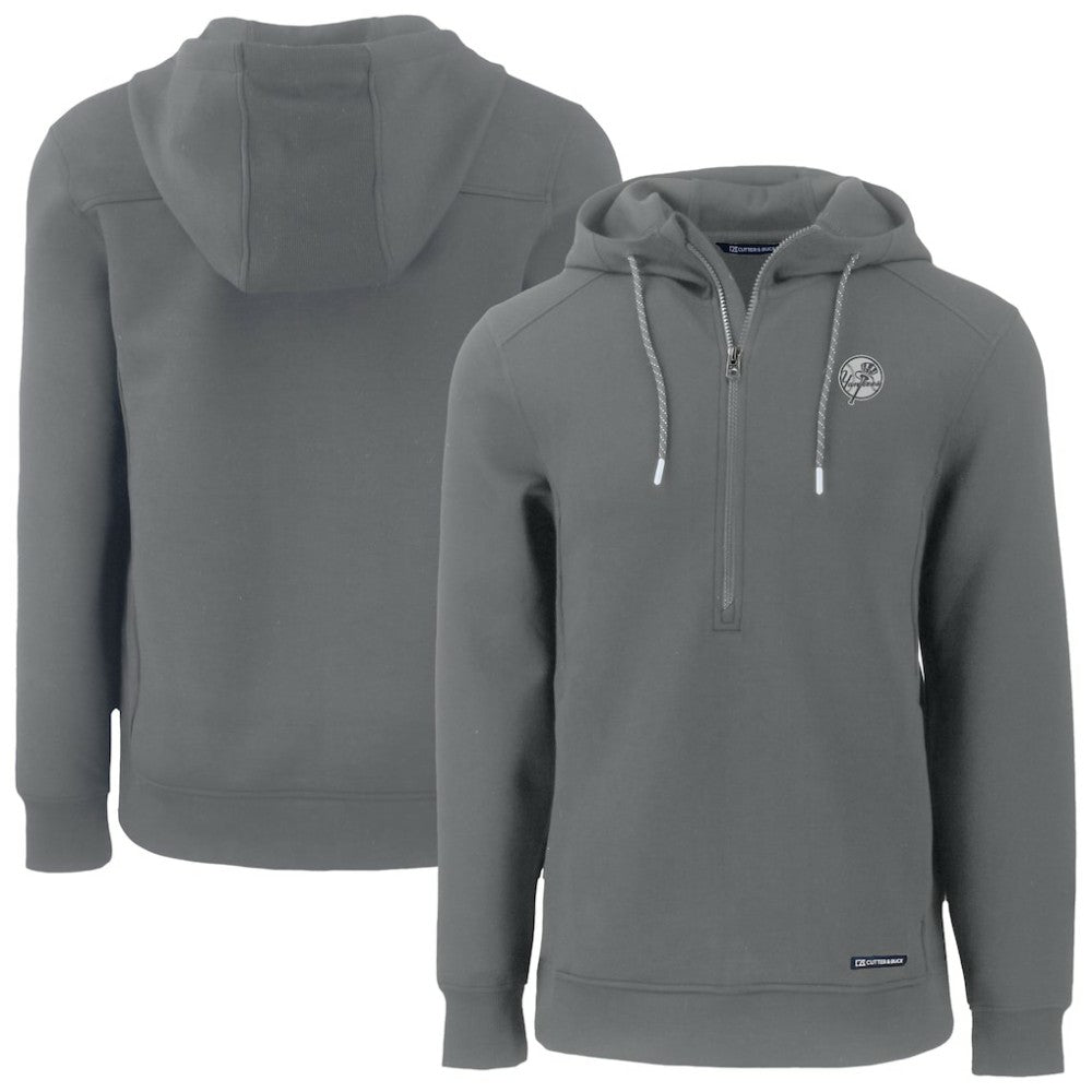 New York Yankees Cutter & Buck Roam Eco Recycled Tri-Blend Half-Zip Hoodie | MLB New