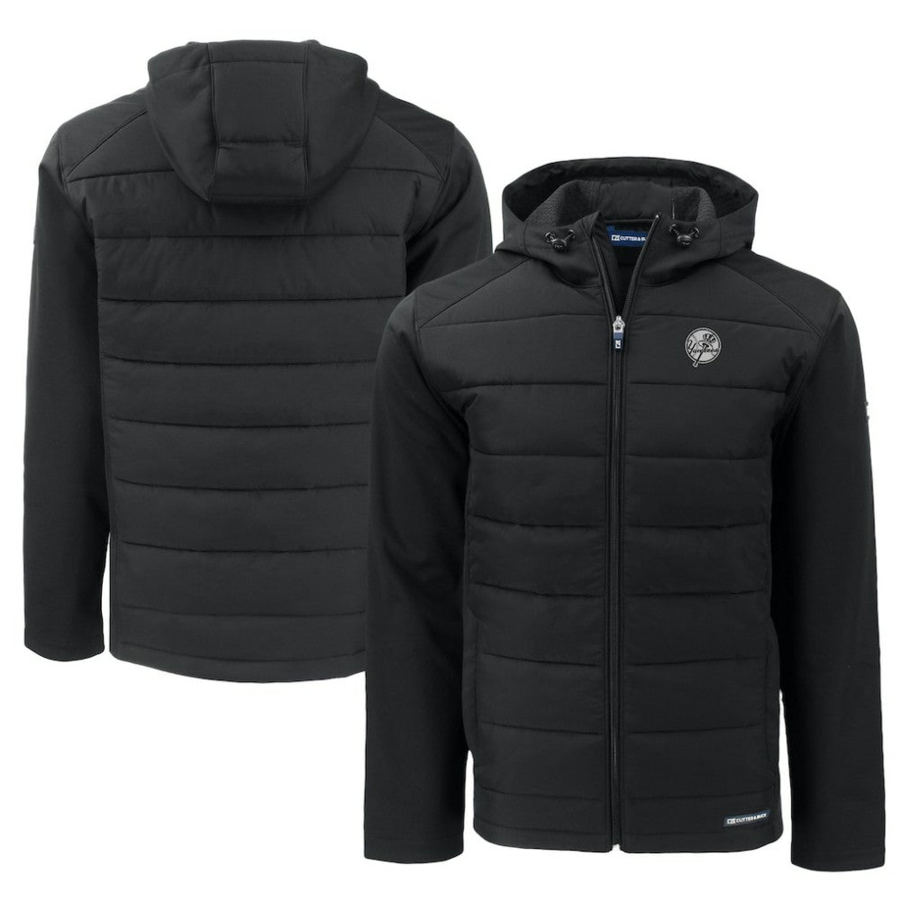 New York Yankees Cutter & Buck Big & Tall Evoke Hybrid Eco Softshell Recycled Full-Zip Hooded PrimaLoft Jacket | MLB US