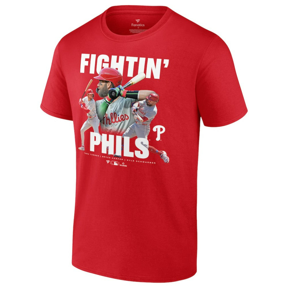 Trea Turner, Bryce Harper, & Kyle Schwarber Philadelphia Phillies Fightin Phils T-Shirt | MLB Outlet