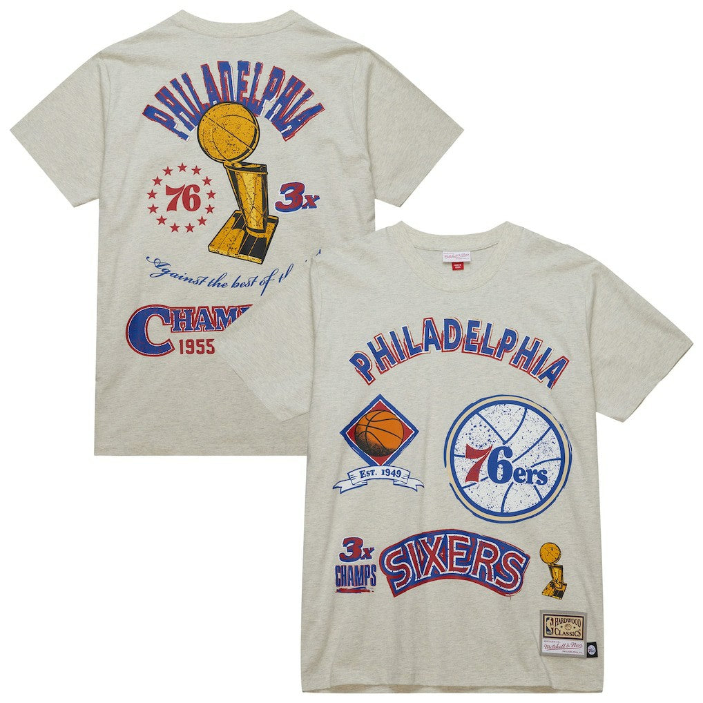 Philadelphia 76ers Hardwood Classics Legacy Defined Retro Championship T-Shirt For Sale