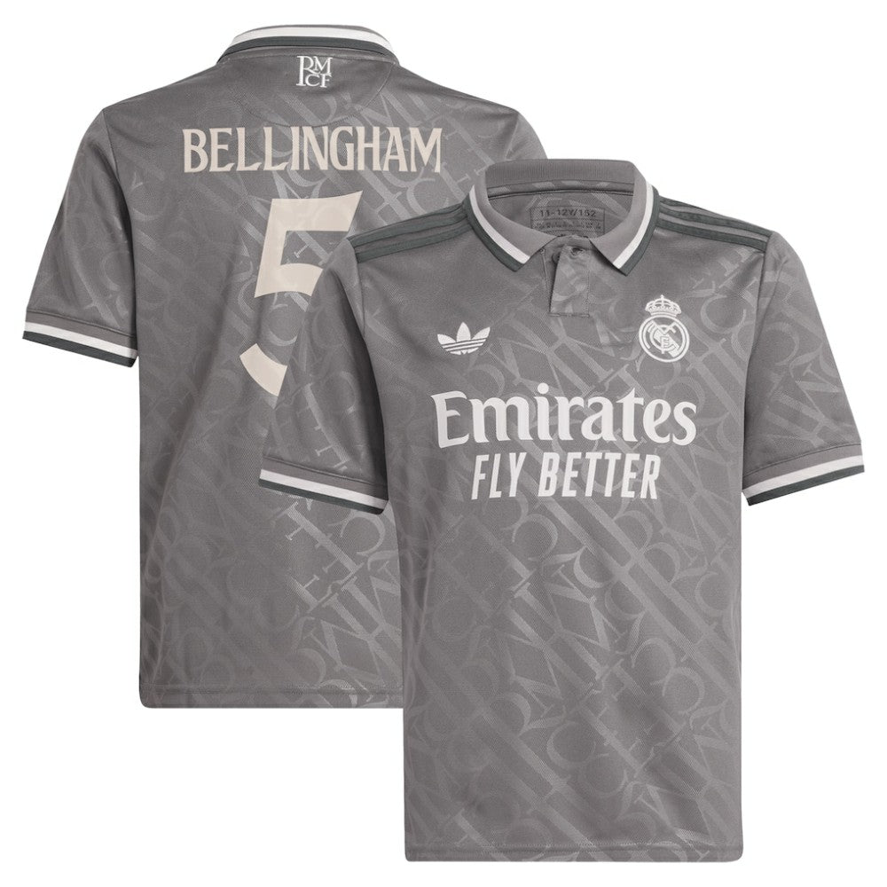 Jude Bellingham Real Madrid Originals Youth 2024/25 Third Replica Player Jersey Charcoal - Adidas