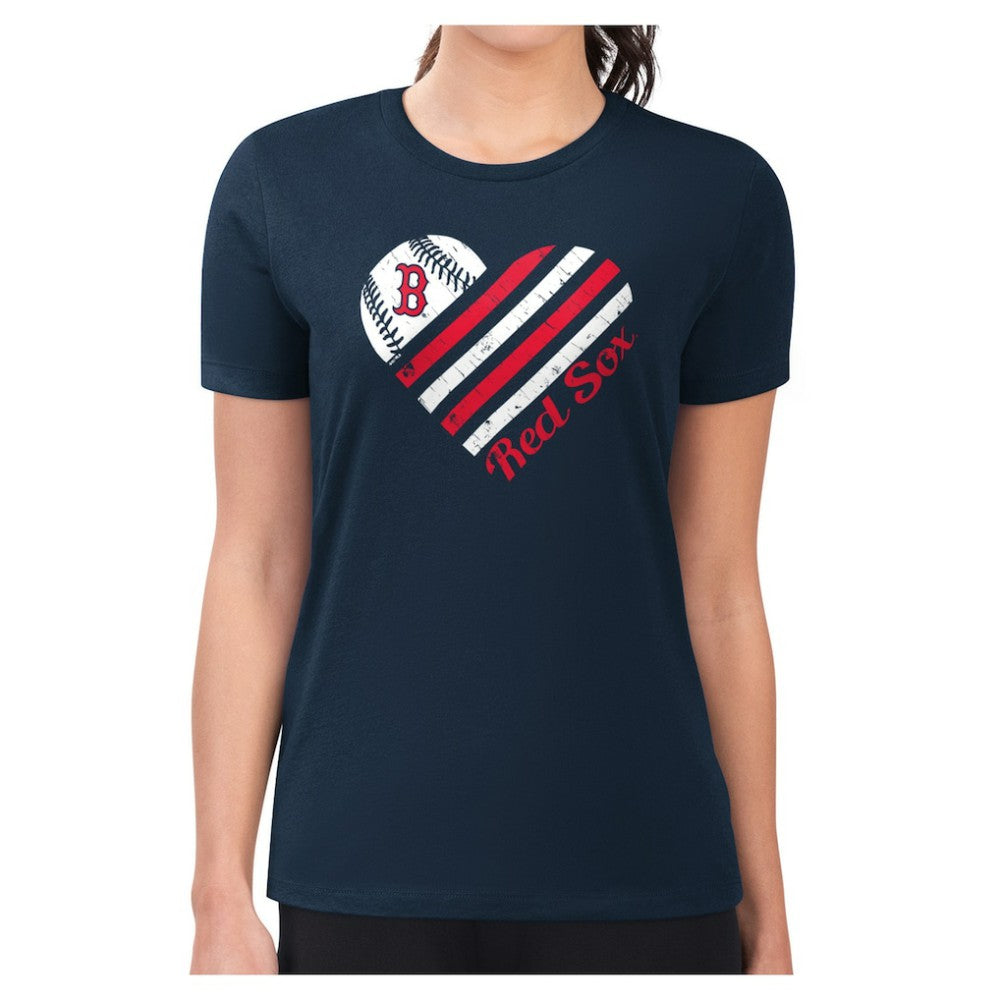 Boston Red Sox G-III 4Her by Carl Banks Women's Super-Slim Fit Lightweight Heart Graphic T-Shirt | MLB Sale