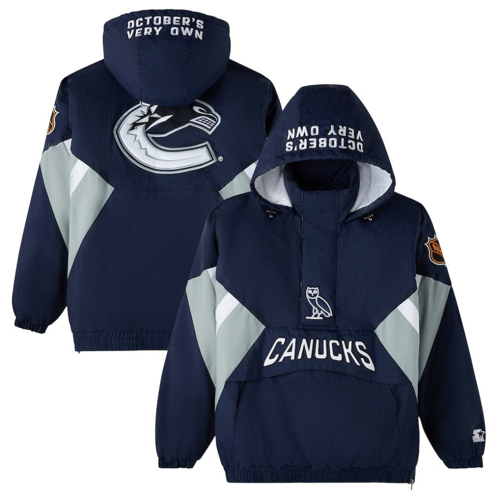 Vancouver Canucks OVO x Starter Half-Zip Hooded Jacket Discount