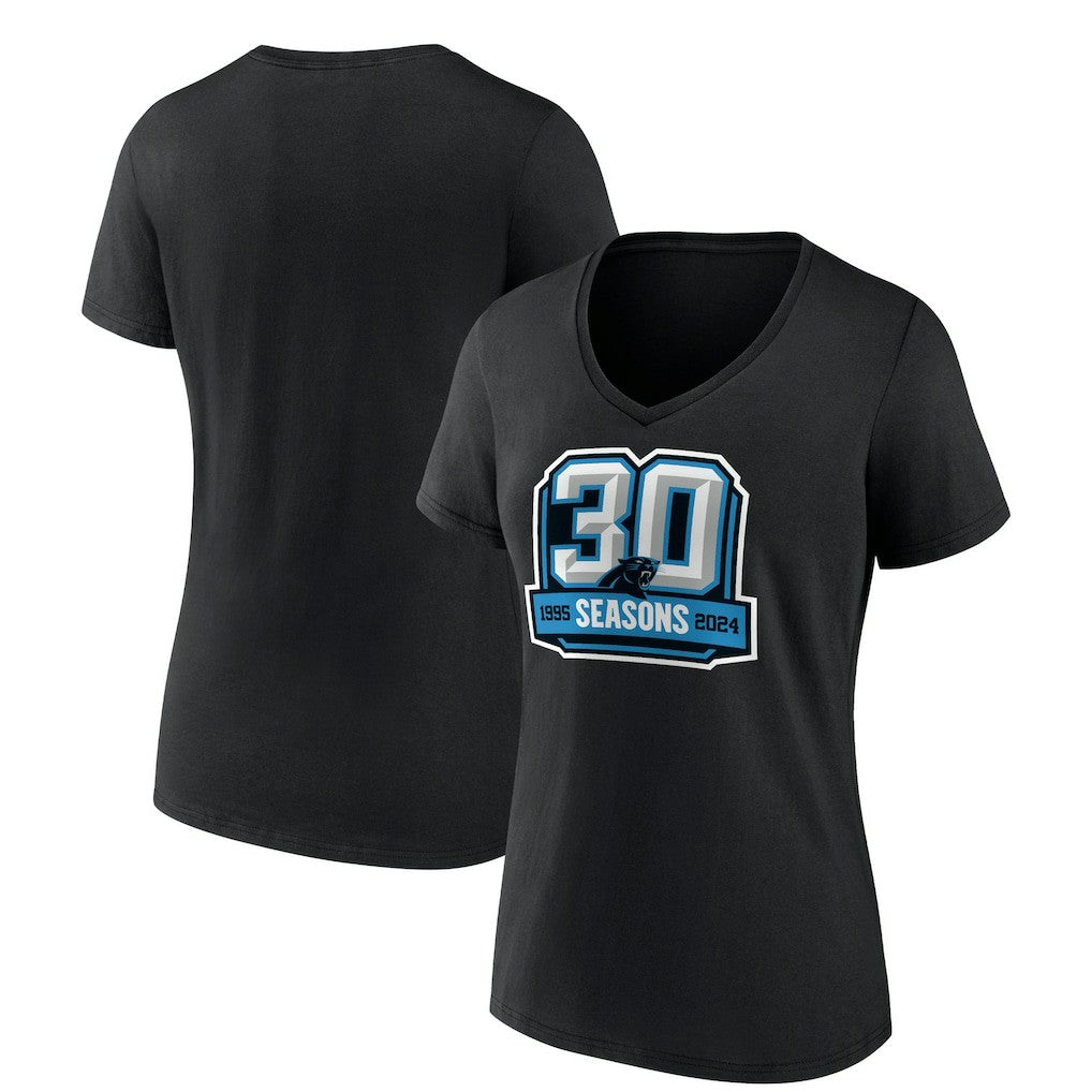 Carolina Panthers  Women's 30th Anniversary V-Neck T-Shirt