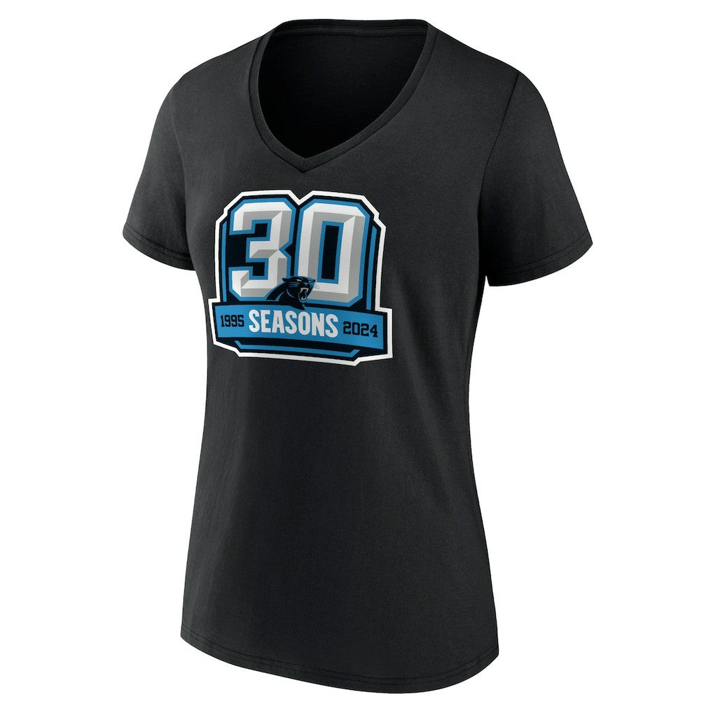 Carolina Panthers  Women's 30th Anniversary V-Neck T-Shirt