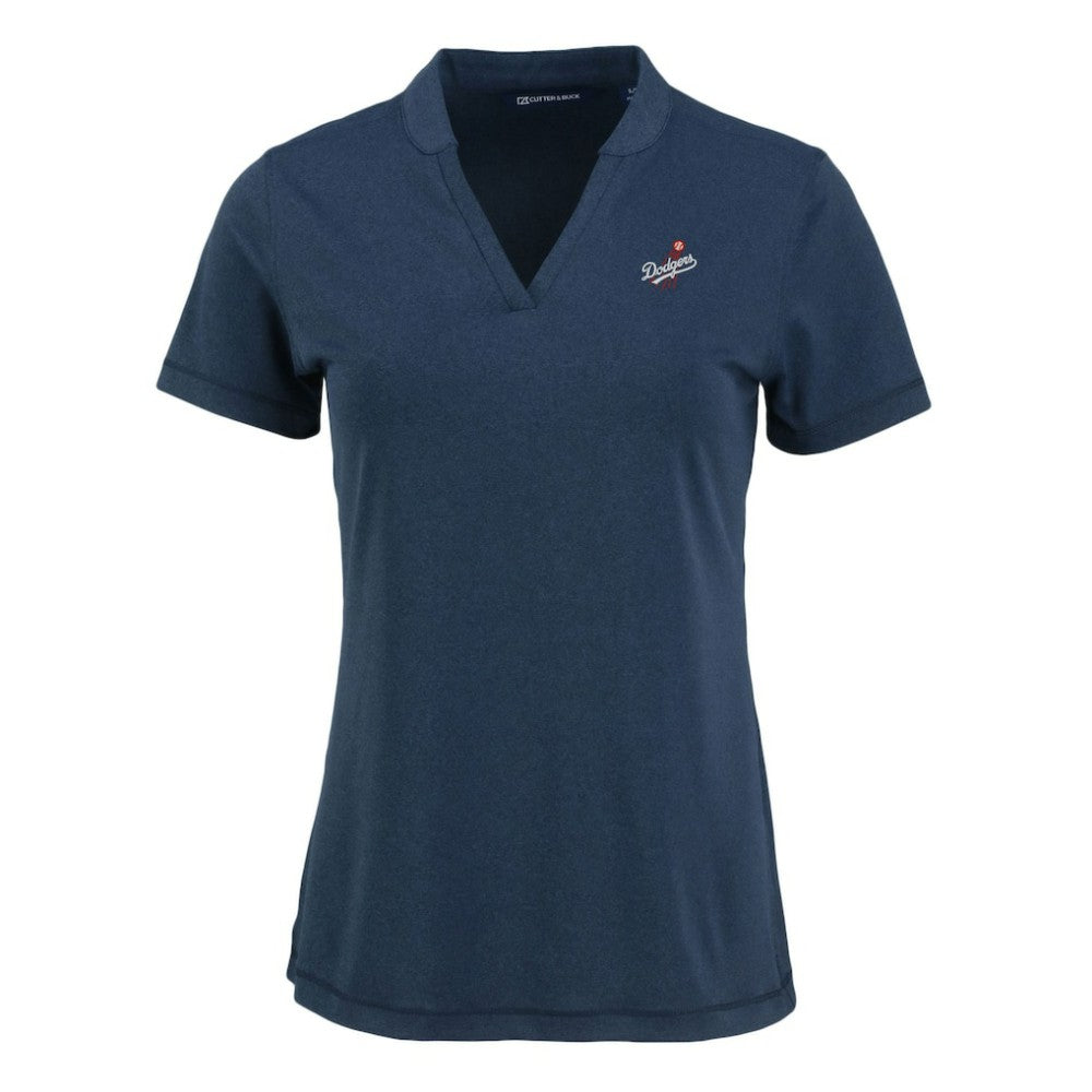 Los Angeles Dodgers Cutter & Buck Women's Forge Stretch Blade DryTec V-Neck Polo | MLB Discount