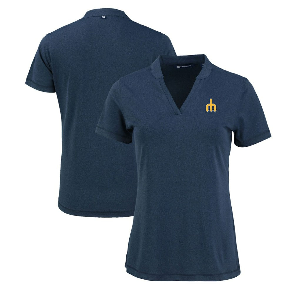 Seattle Mariners Cutter & Buck Women's Forge Stretch Blade DryTec V-Neck Polo | MLB Discount