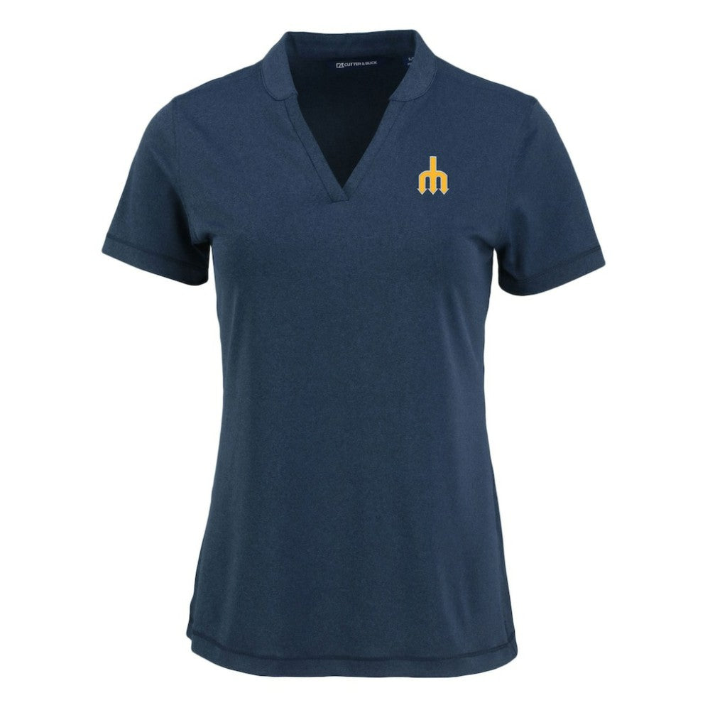 Seattle Mariners Cutter & Buck Women's Forge Stretch Blade DryTec V-Neck Polo | MLB Discount