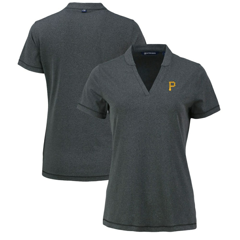 Pittsburgh Pirates Cutter & Buck Women's Forge Stretch Blade DryTec V-Neck Polo | MLB Sale