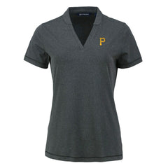 Pittsburgh Pirates Cutter & Buck Women's Forge Stretch Blade DryTec V-Neck Polo | MLB Sale