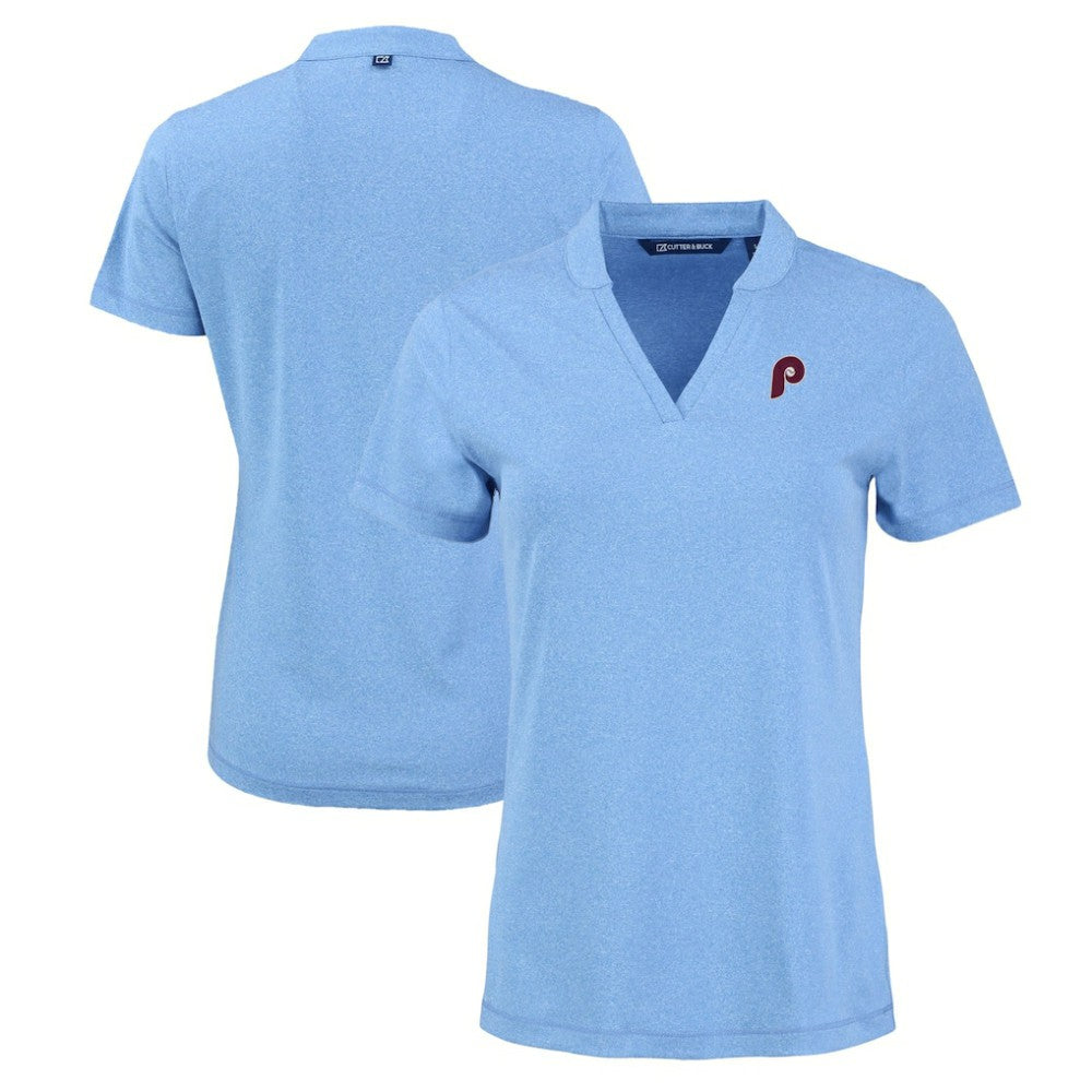 Philadelphia Phillies Cutter & Buck Women's Forge Stretch Blade DryTec V-Neck Polo | MLB Discount