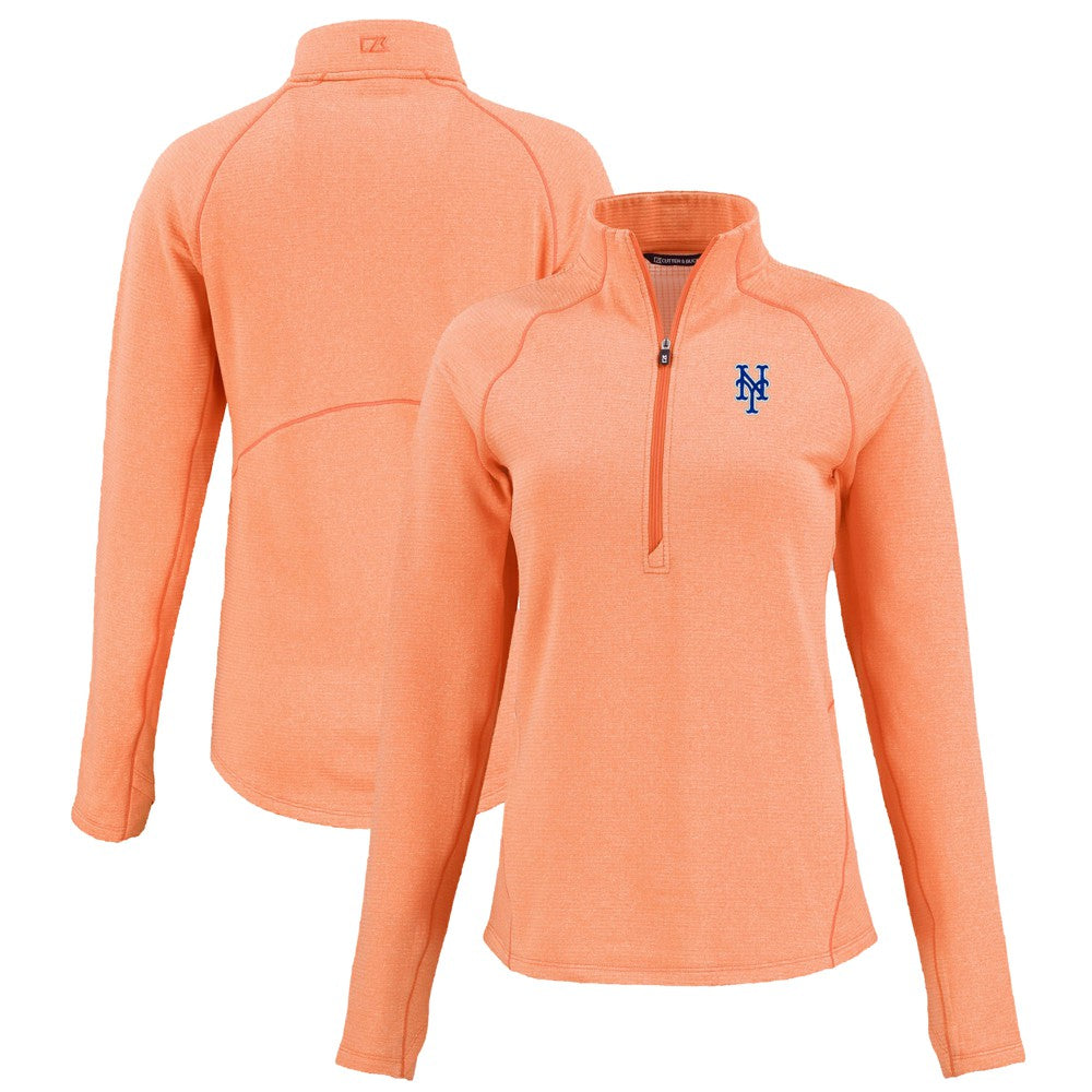New York Mets Cutter & Buck Women's Peshastin Eco Fleece Recycled Raglan Half-Zip Top | MLB Discount
