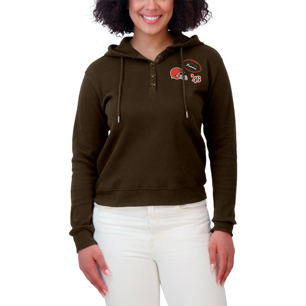 Cleveland Browns  WEAR by Erin Andrews Women's Plus Size Waffle Hoodie Pullover Top