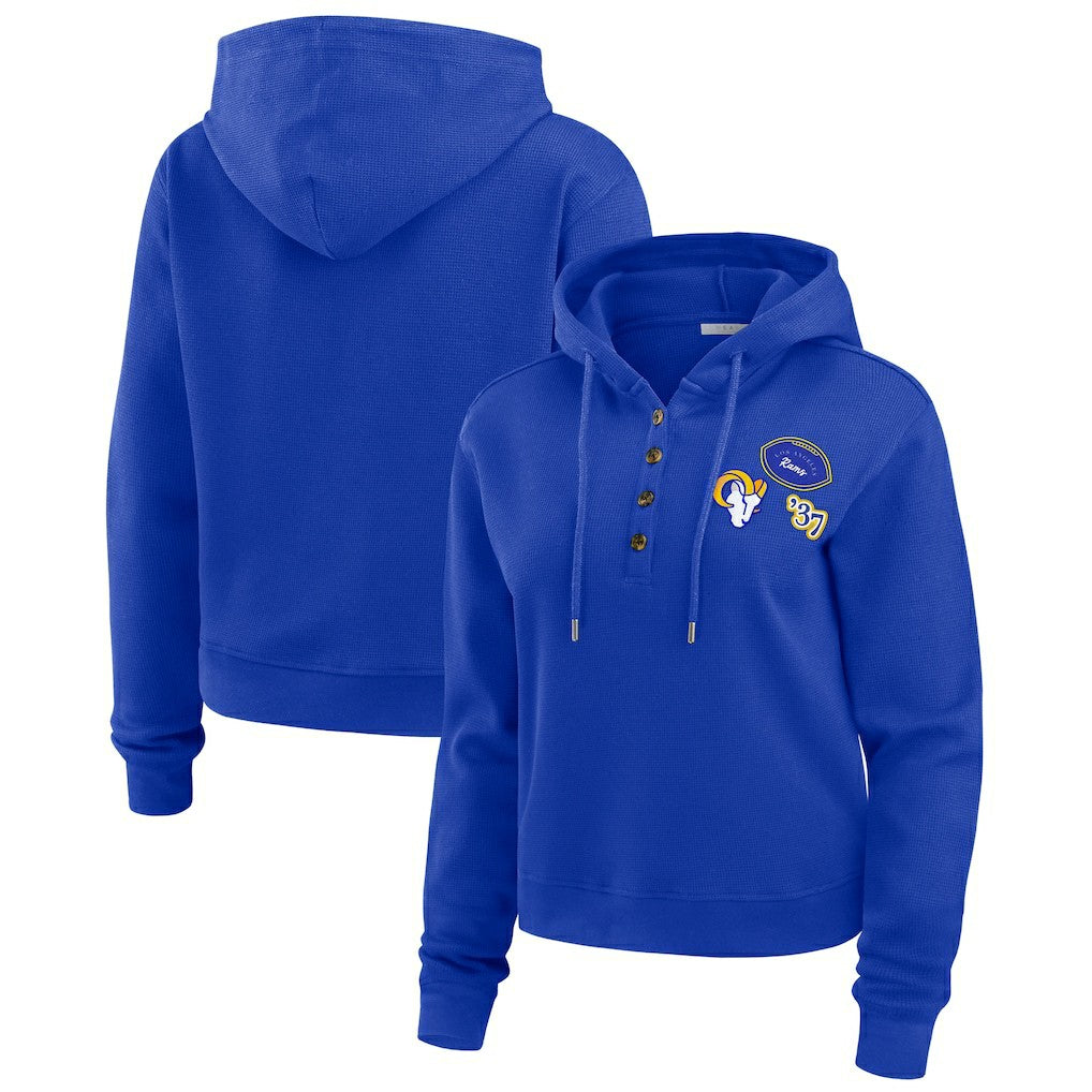 Los Angeles Rams  WEAR by Erin Andrews Women's Plus Size Waffle Hoodie Pullover Top