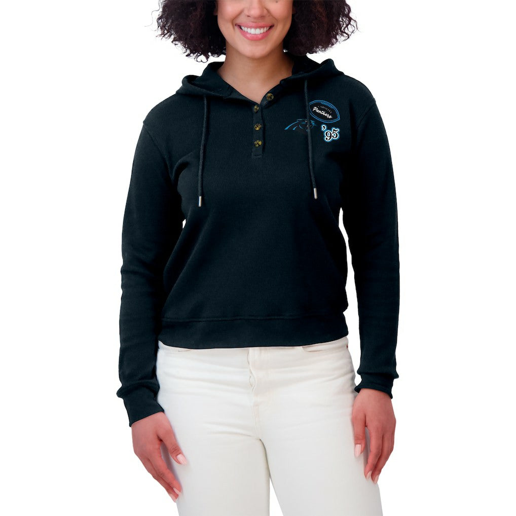 Carolina Panthers  WEAR by Erin Andrews Women's Plus Size Waffle Hoodie Pullover Top
