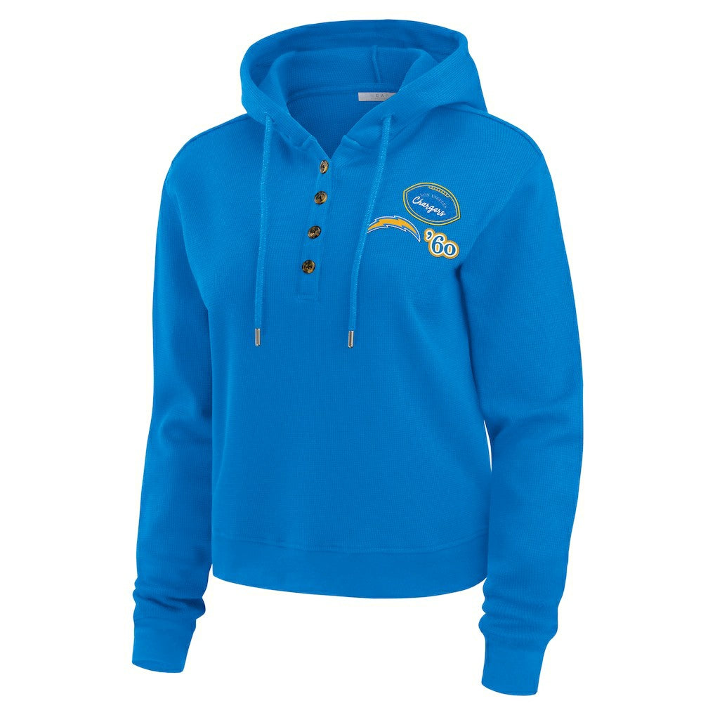Los Angeles Chargers  WEAR by Erin Andrews Women's Plus Size Waffle Hoodie Pullover Top