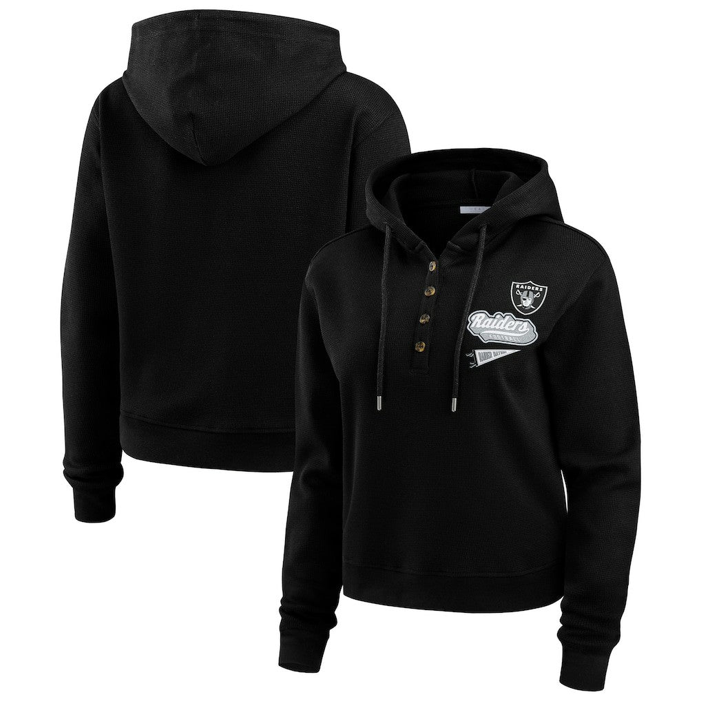 Las Vegas Raiders  WEAR by Erin Andrews Women's Plus Size Waffle Hoodie Pullover Top