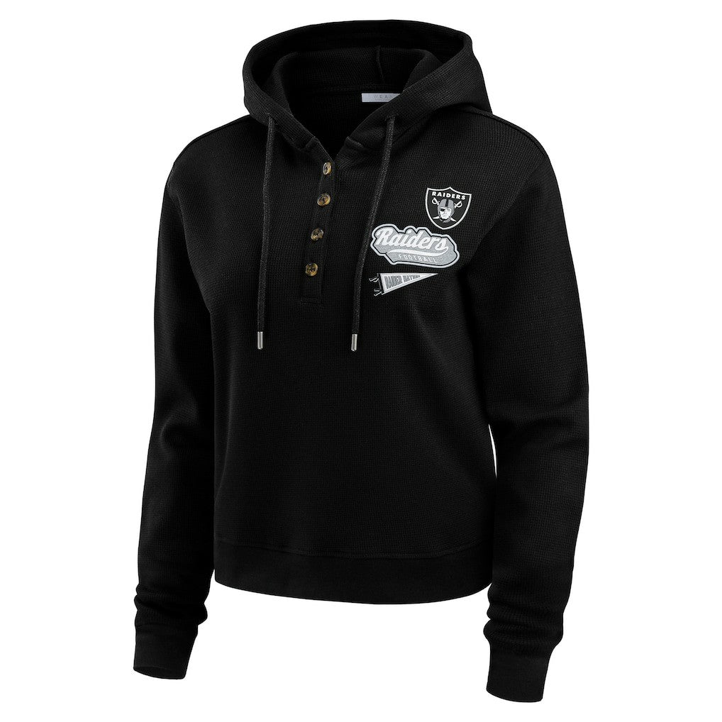 Las Vegas Raiders  WEAR by Erin Andrews Women's Plus Size Waffle Hoodie Pullover Top