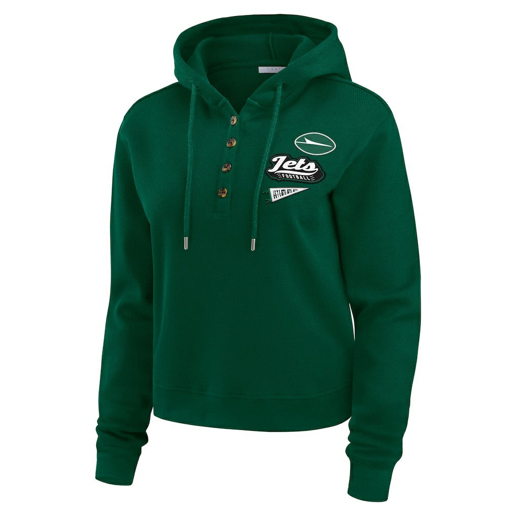 New York Jets  WEAR by Erin Andrews Women's Plus Size Waffle Hoodie Pullover Top