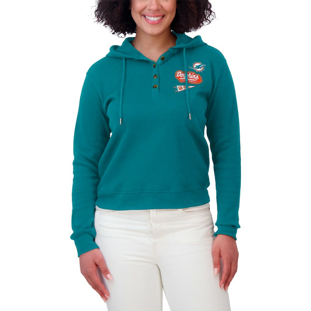 Miami Dolphins  WEAR by Erin Andrews Women's Plus Size Waffle Hoodie Pullover Top