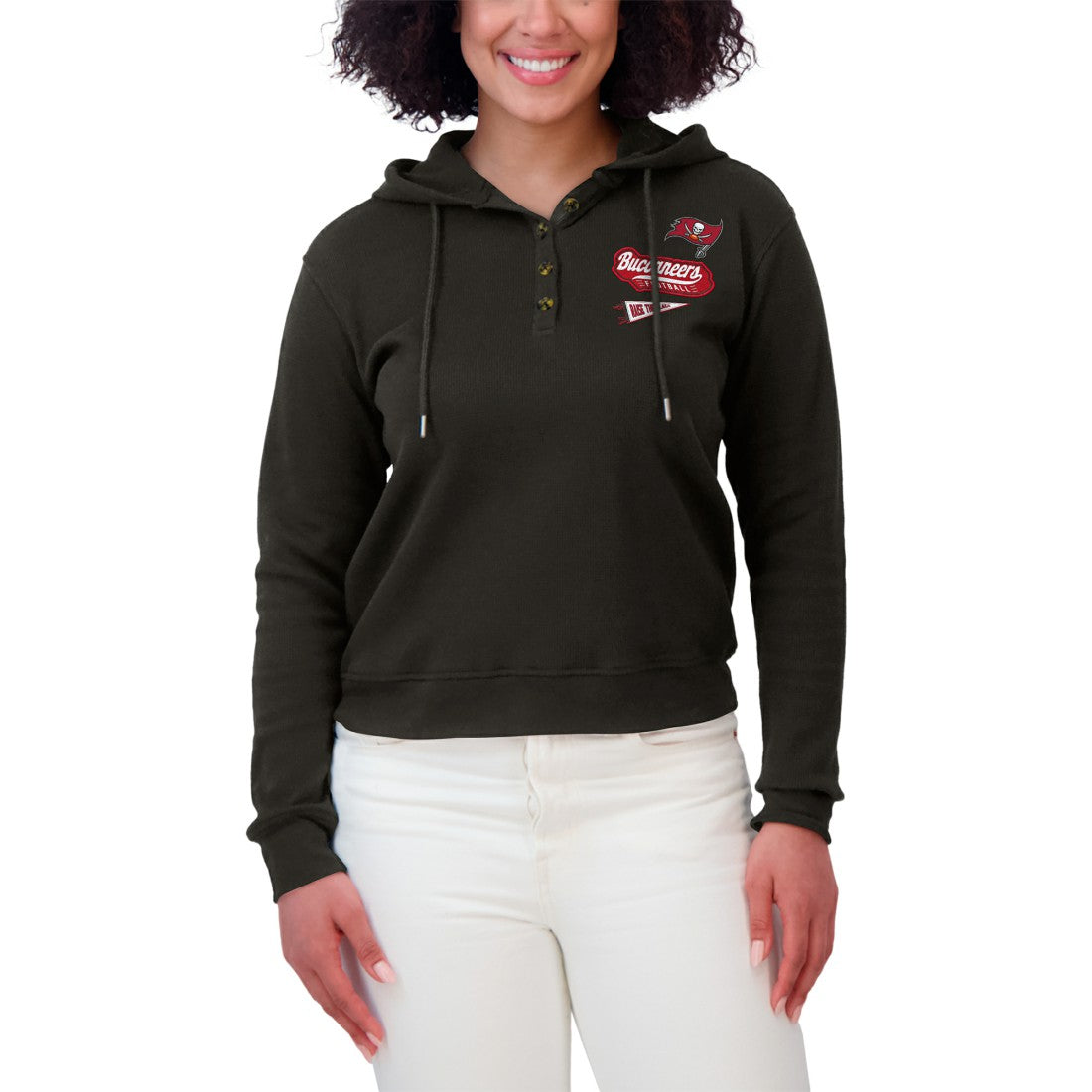 Tampa Bay Buccaneers  WEAR by Erin Andrews Women's Plus Size Waffle Hoodie Pullover Top