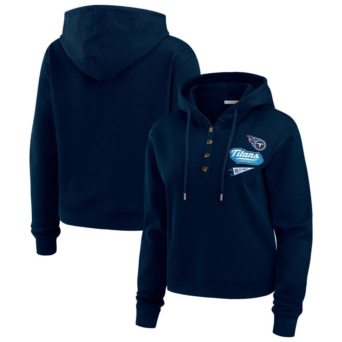 Tennessee Titans  WEAR by Erin Andrews Women's Plus Size Waffle Hoodie Pullover Top