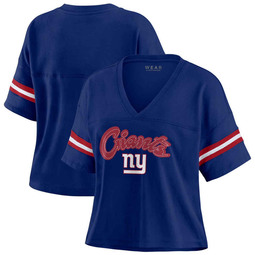 New York Giants  WEAR by Erin Andrews Women's Plus Size Color Block Boxy T-Shirt