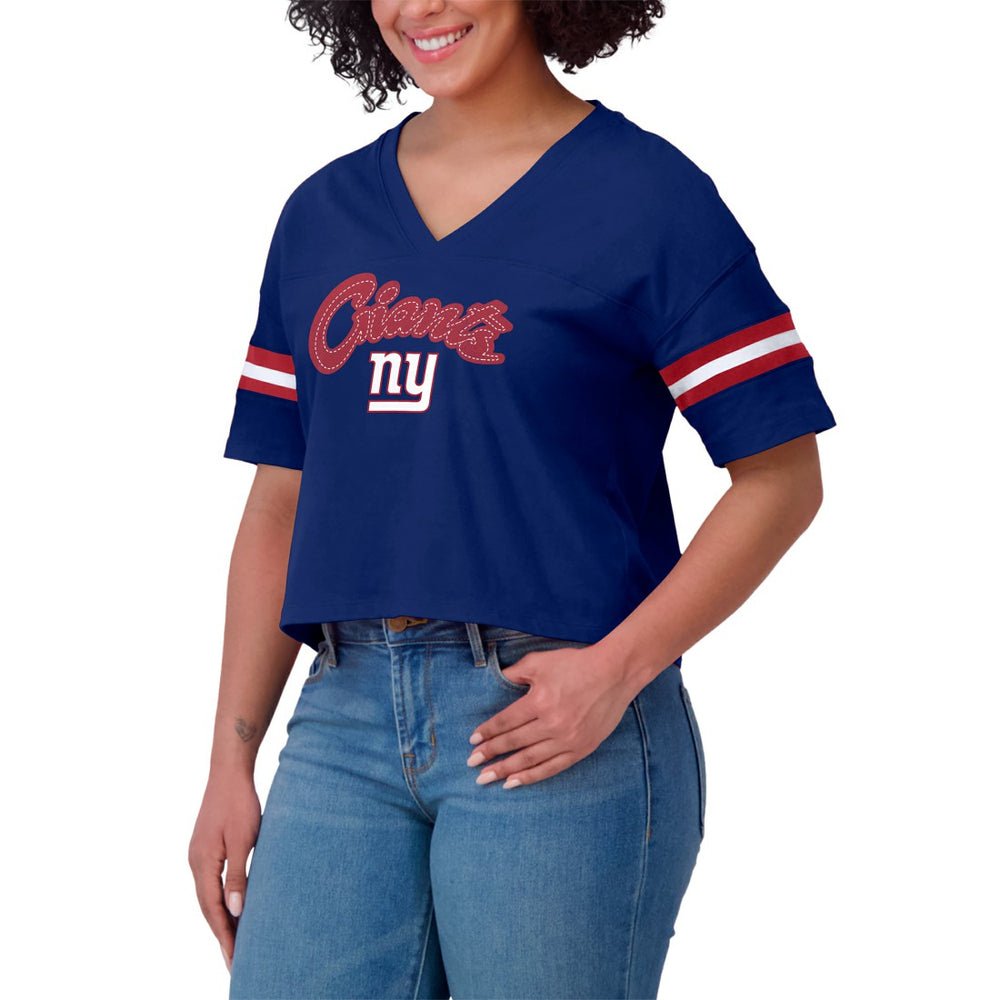 New York Giants  WEAR by Erin Andrews Women's Plus Size Color Block Boxy T-Shirt