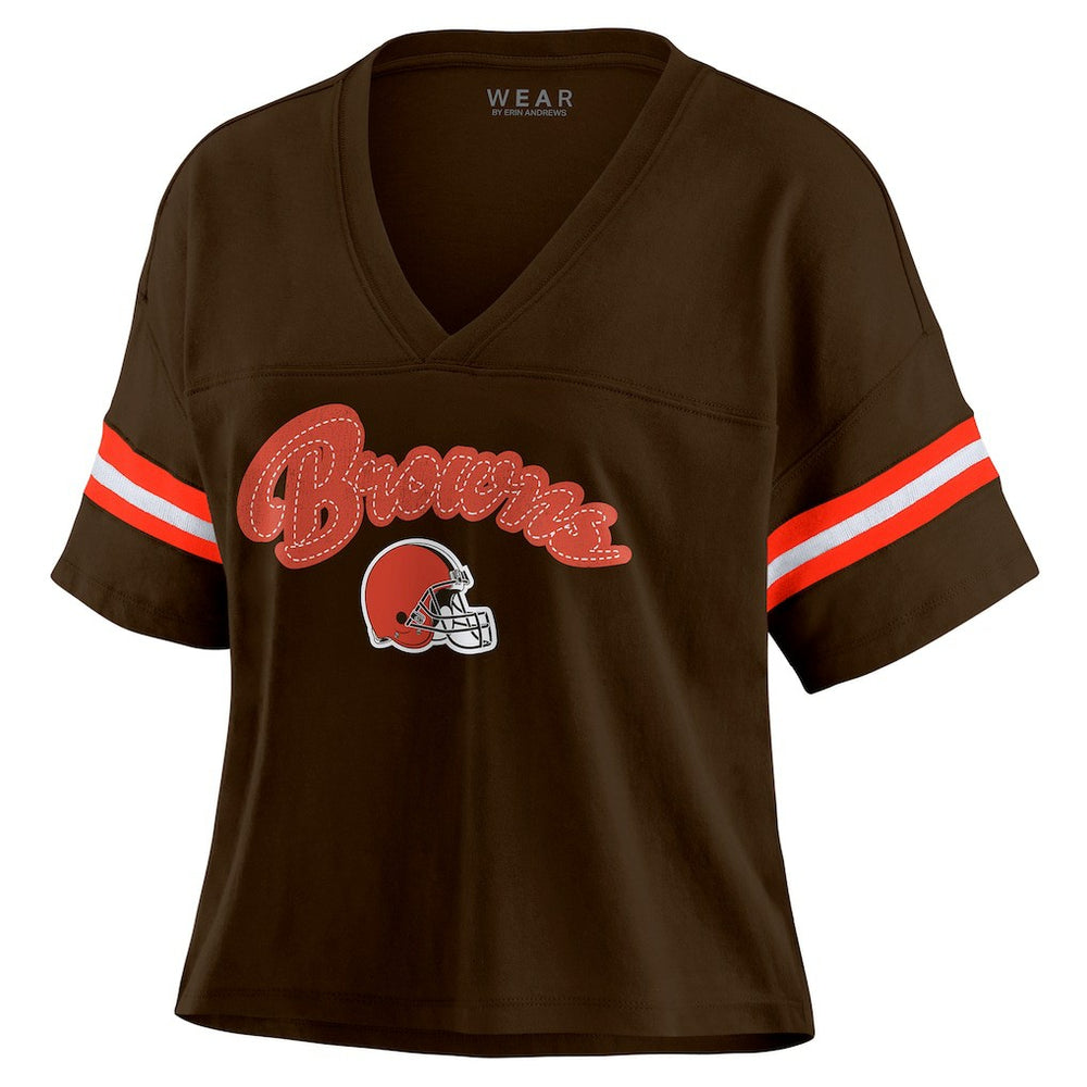 Cleveland Browns  WEAR by Erin Andrews Women's Plus Size Color Block Boxy T-Shirt