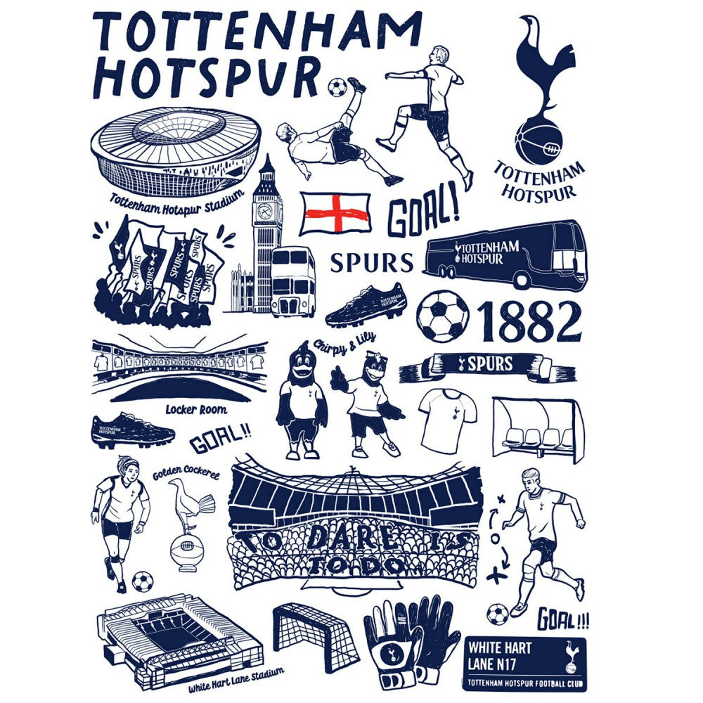 Tottenham Hotspur Vive La Fete Youth Impressions Artwork T-Shirt White