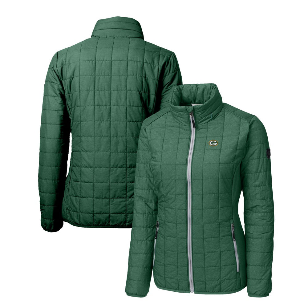Green Bay Packers  Cutter & Buck Women's Rainier PrimaLoft Eco Insulated Full-Zip Puffer Jacket
