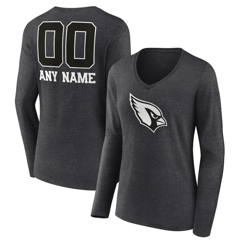 Arizona Cardinals  Women's Personalized Name & Number Monochrome V-neck T-Shirt