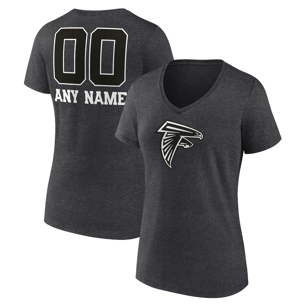 Atlanta Falcons  Women's Personalized Name & Number Monochrome V-Neck Long Sleeve T-Shirt