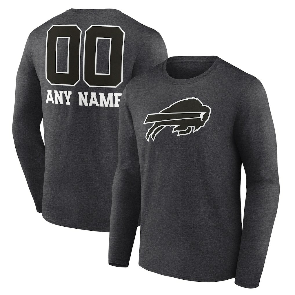 Buffalo Bills  Personalized Name & Number Monochrome Long Sleeve T-Shirt