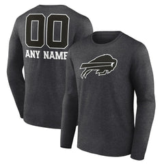 Buffalo Bills  Personalized Name & Number Monochrome Long Sleeve T-Shirt