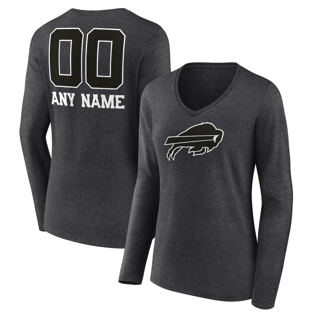 Buffalo Bills  Women's Personalized Name & Number Monochrome V-neck T-Shirt
