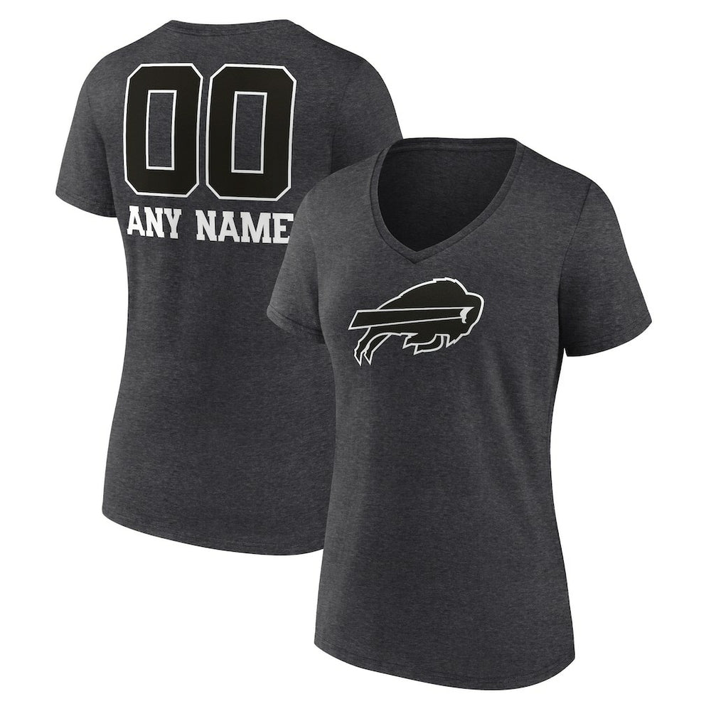 Buffalo Bills  Women's Personalized Name & Number Monochrome V-Neck Long Sleeve T-Shirt