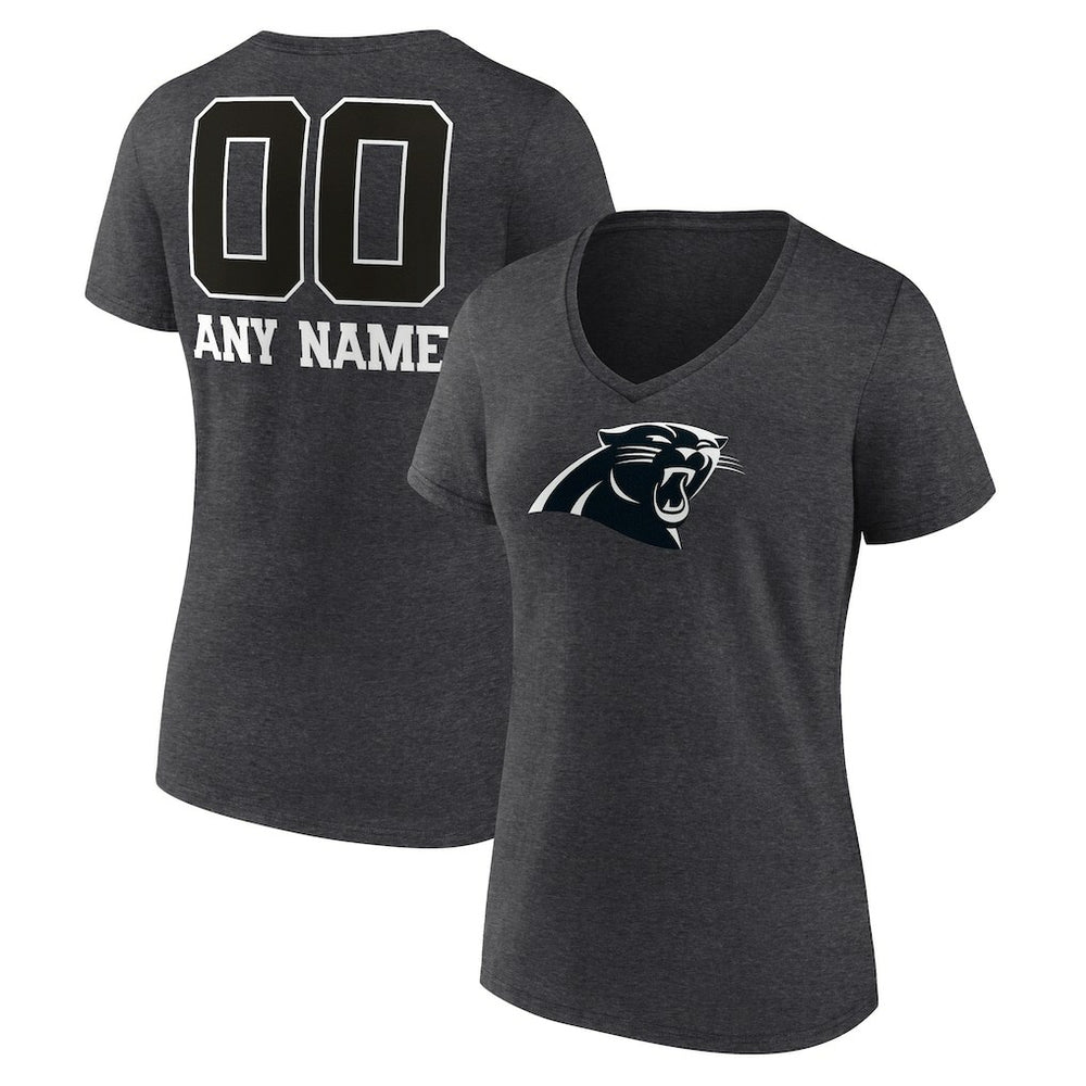 Carolina Panthers  Women's Personalized Name & Number Monochrome V-Neck Long Sleeve T-Shirt