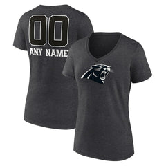 Carolina Panthers  Women's Personalized Name & Number Monochrome V-Neck Long Sleeve T-Shirt