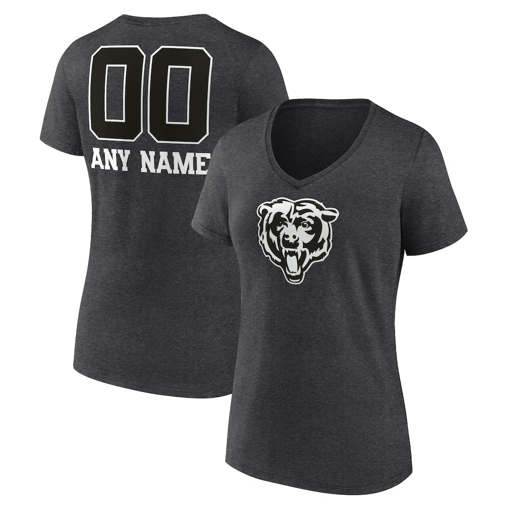 Chicago Bears  Women's Personalized Name & Number Monochrome V-Neck Long Sleeve T-Shirt