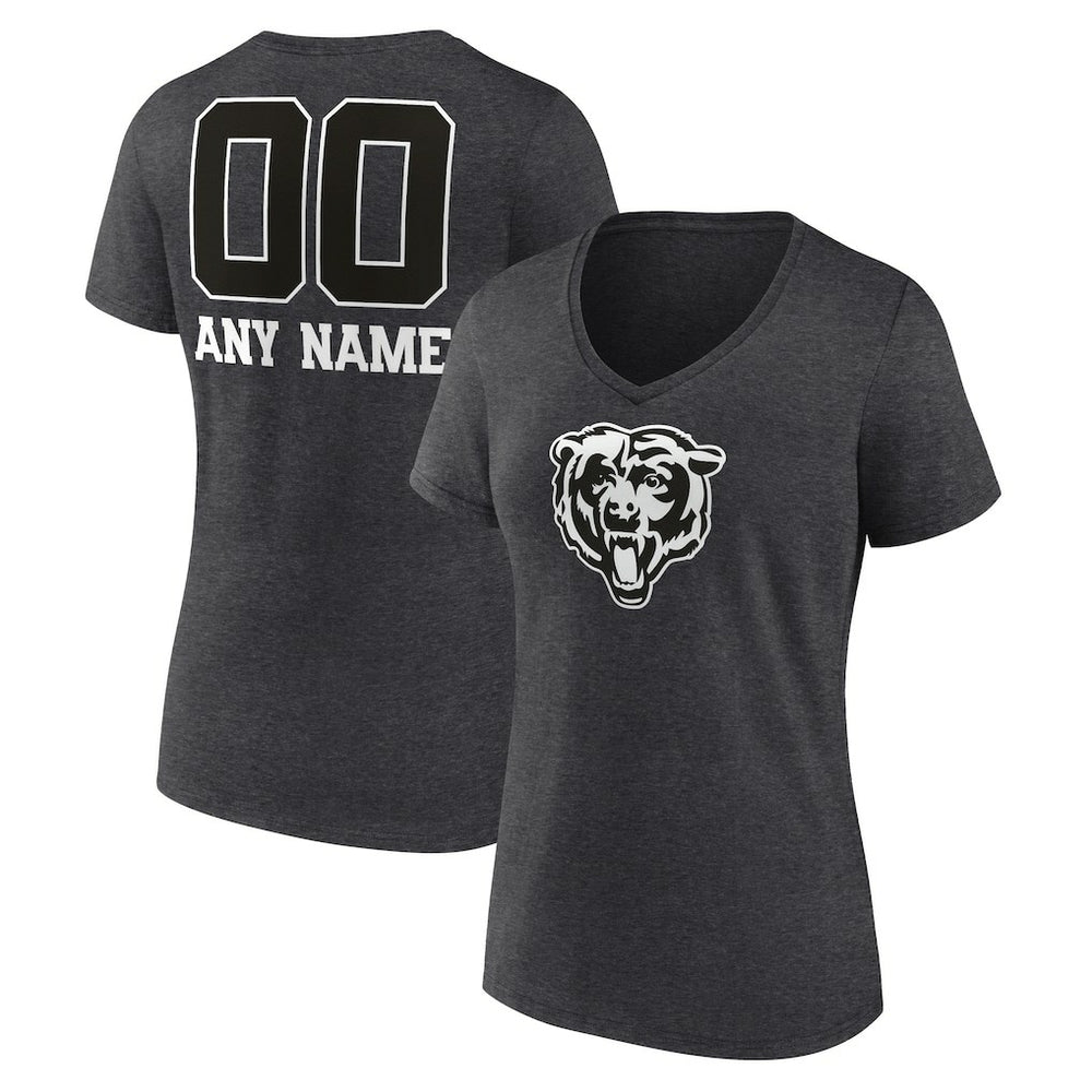 Chicago Bears  Women's Personalized Name & Number Monochrome V-Neck Long Sleeve T-Shirt
