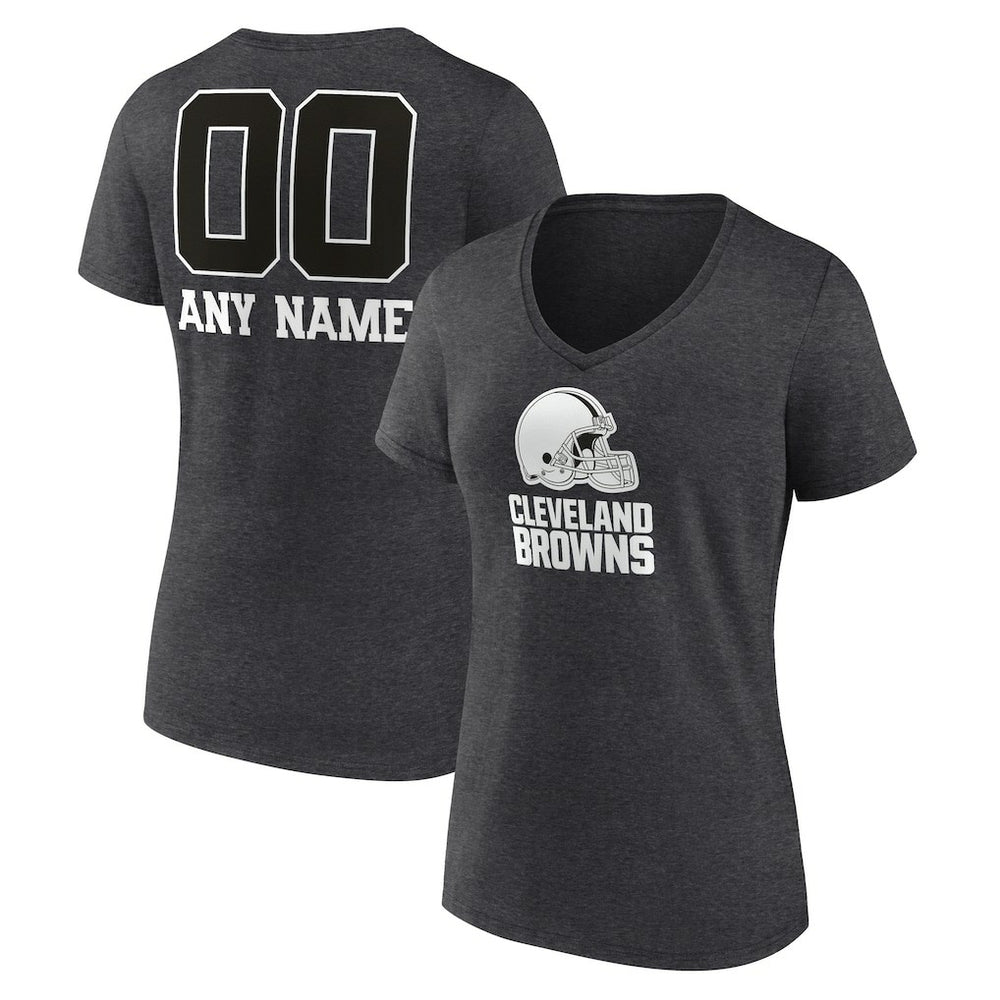 Cleveland Browns  Women's Personalized Name & Number Monochrome V-Neck Long Sleeve T-Shirt