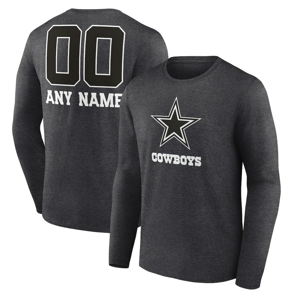 Dallas Cowboys  Personalized Name & Number Monochrome Long Sleeve T-Shirt