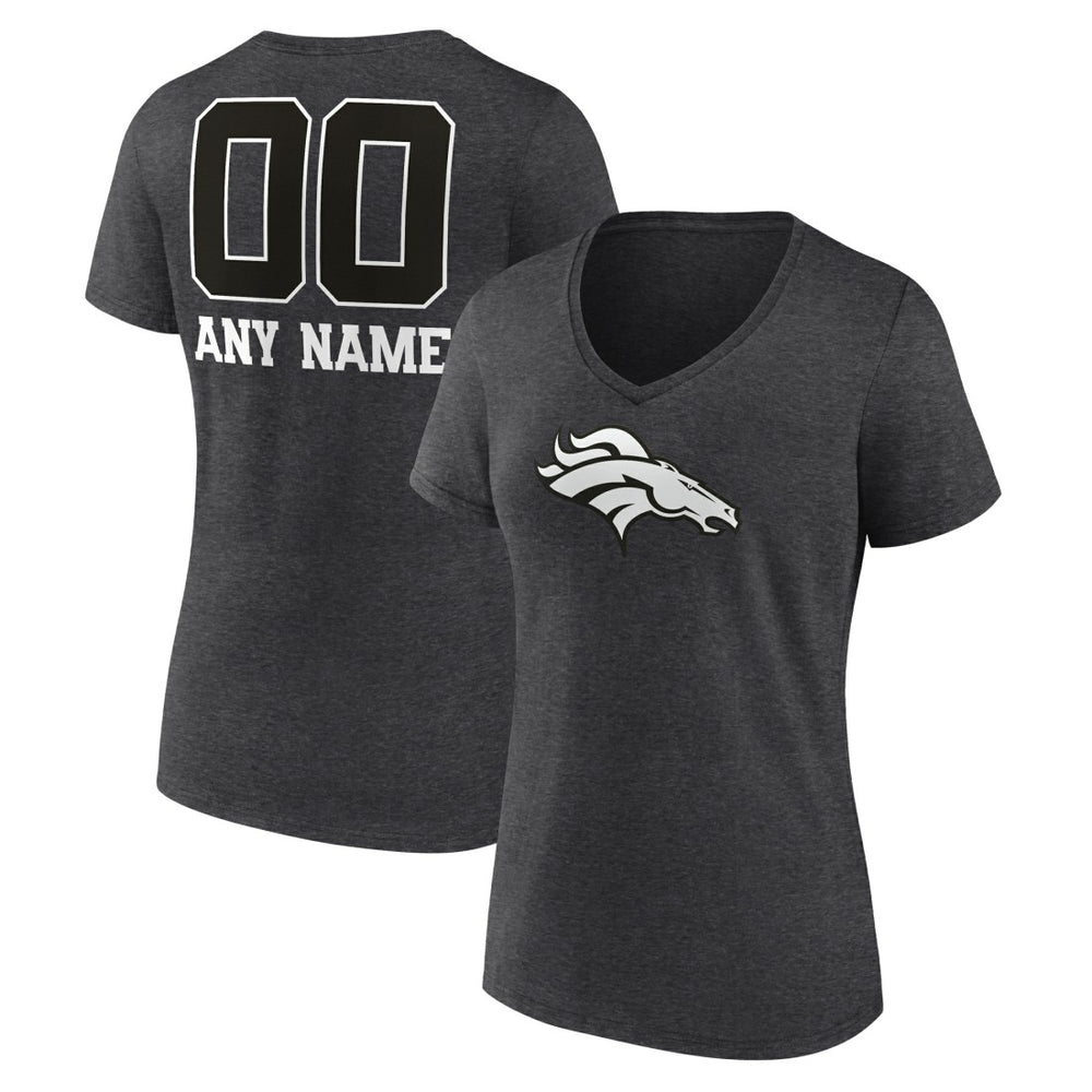 Denver Broncos  Women's Personalized Name & Number Monochrome V-Neck Long Sleeve T-Shirt
