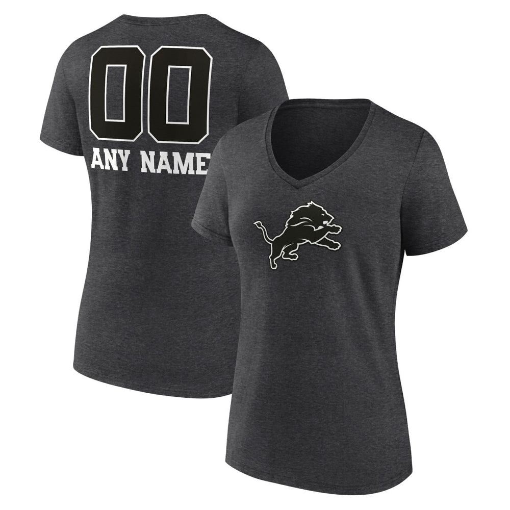 Detroit Lions  Women's Personalized Name & Number Monochrome V-Neck Long Sleeve T-Shirt