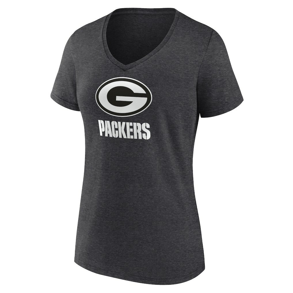Green Bay Packers  Women's Personalized Name & Number Monochrome V-Neck Long Sleeve T-Shirt