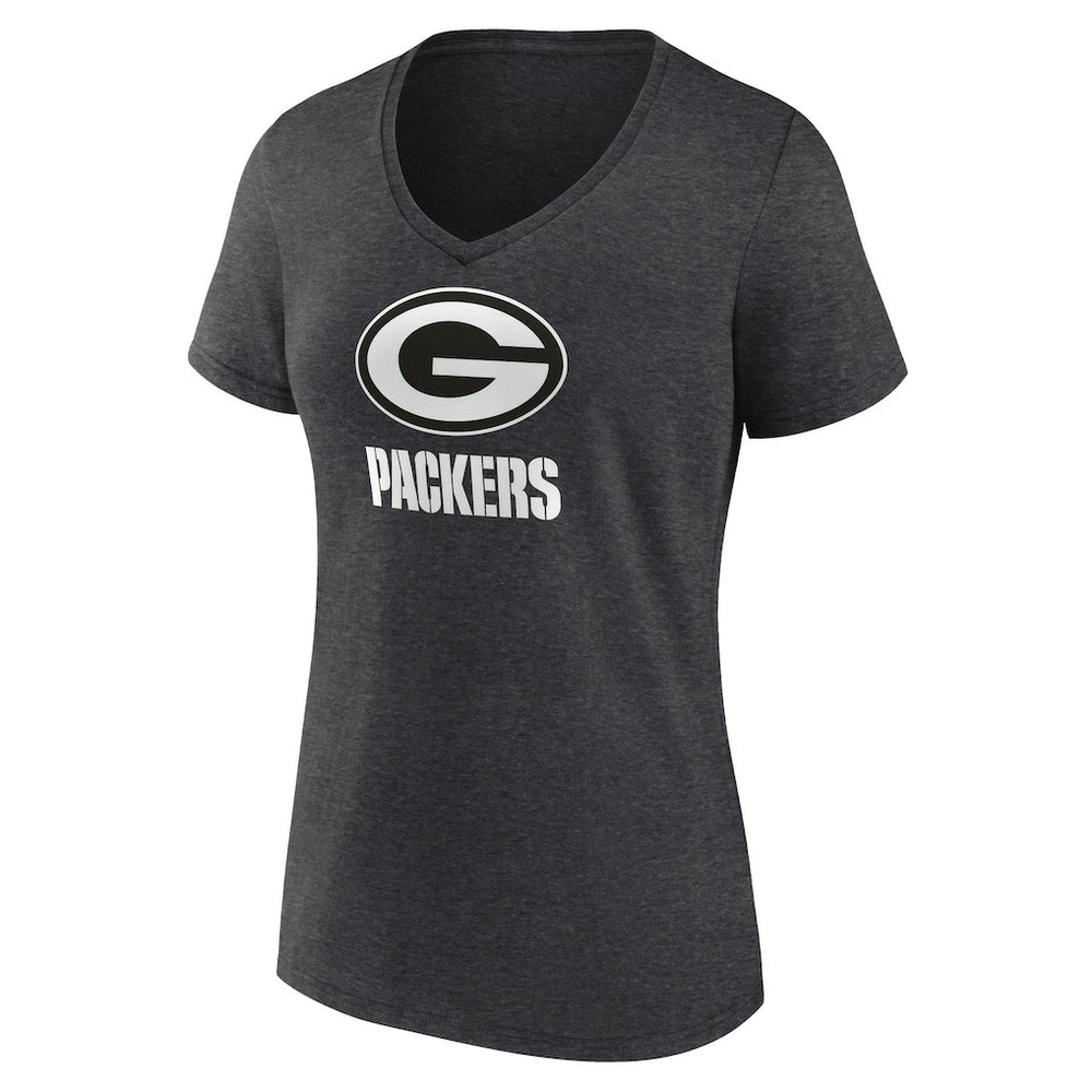 Green Bay Packers  Women's Personalized Name & Number Monochrome V-Neck Long Sleeve T-Shirt