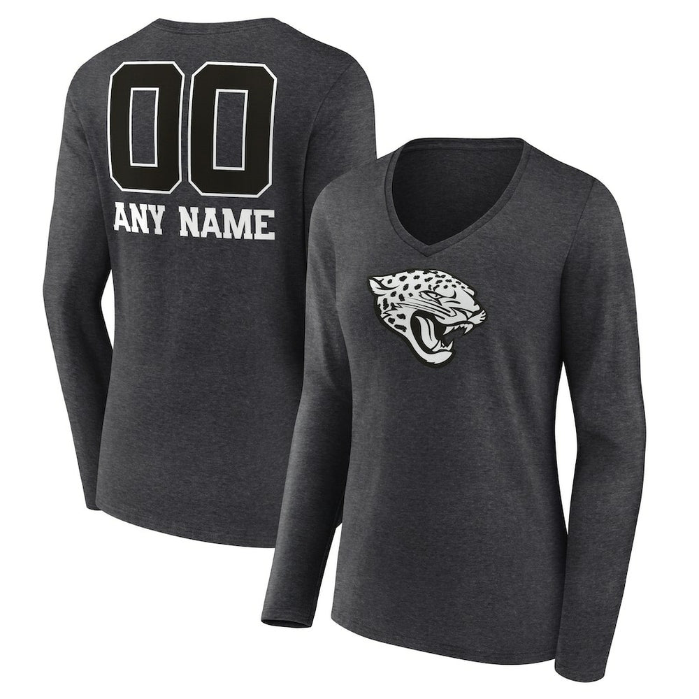 Jacksonville Jaguars  Women's Personalized Name & Number Monochrome V-neck T-Shirt